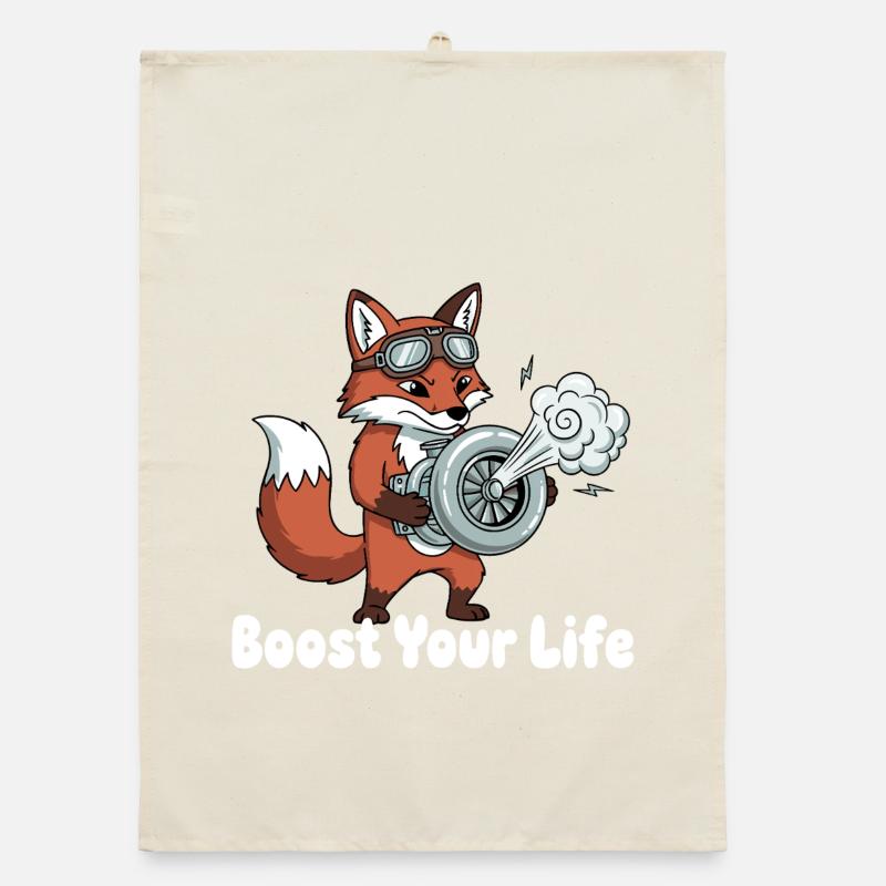 Fox with Jetbike Boost Organic dish towel