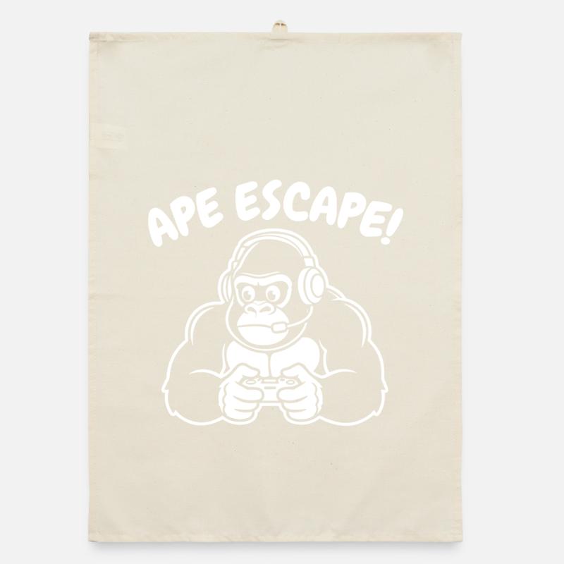 Affe-Gamer mit Headset Controller Organic Geschirrtuch