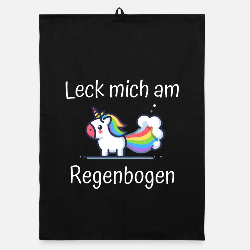 Lèche-moi à la phrase de licorne arc-en-ciel Torchon bio