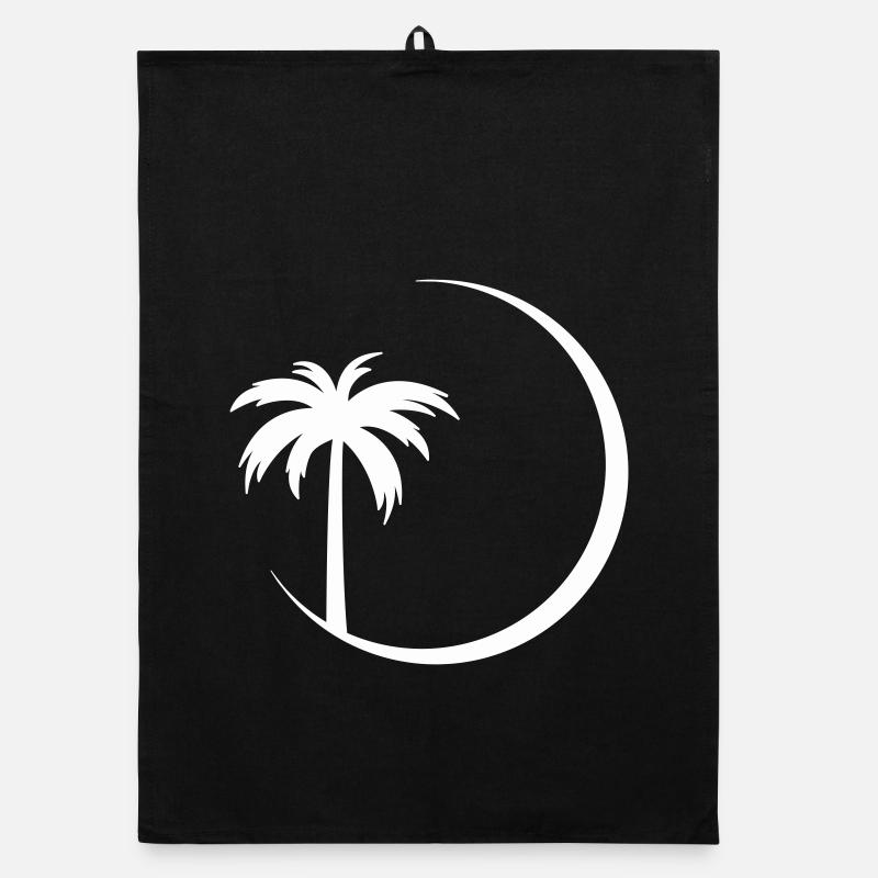 Palm tree in circle silhouette Organic dish towel