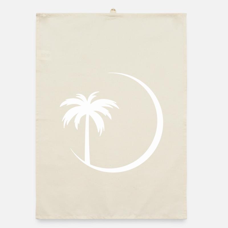 Palm tree in circle silhouette Organic dish towel