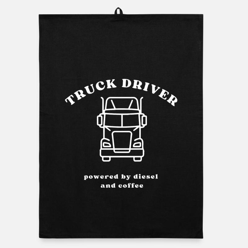 Café diesel pour chauffeurs de camion - Torchon bio - noir