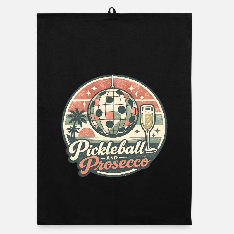 Pickleball und Prosecco Retro Logo Organic Geschirrtuch