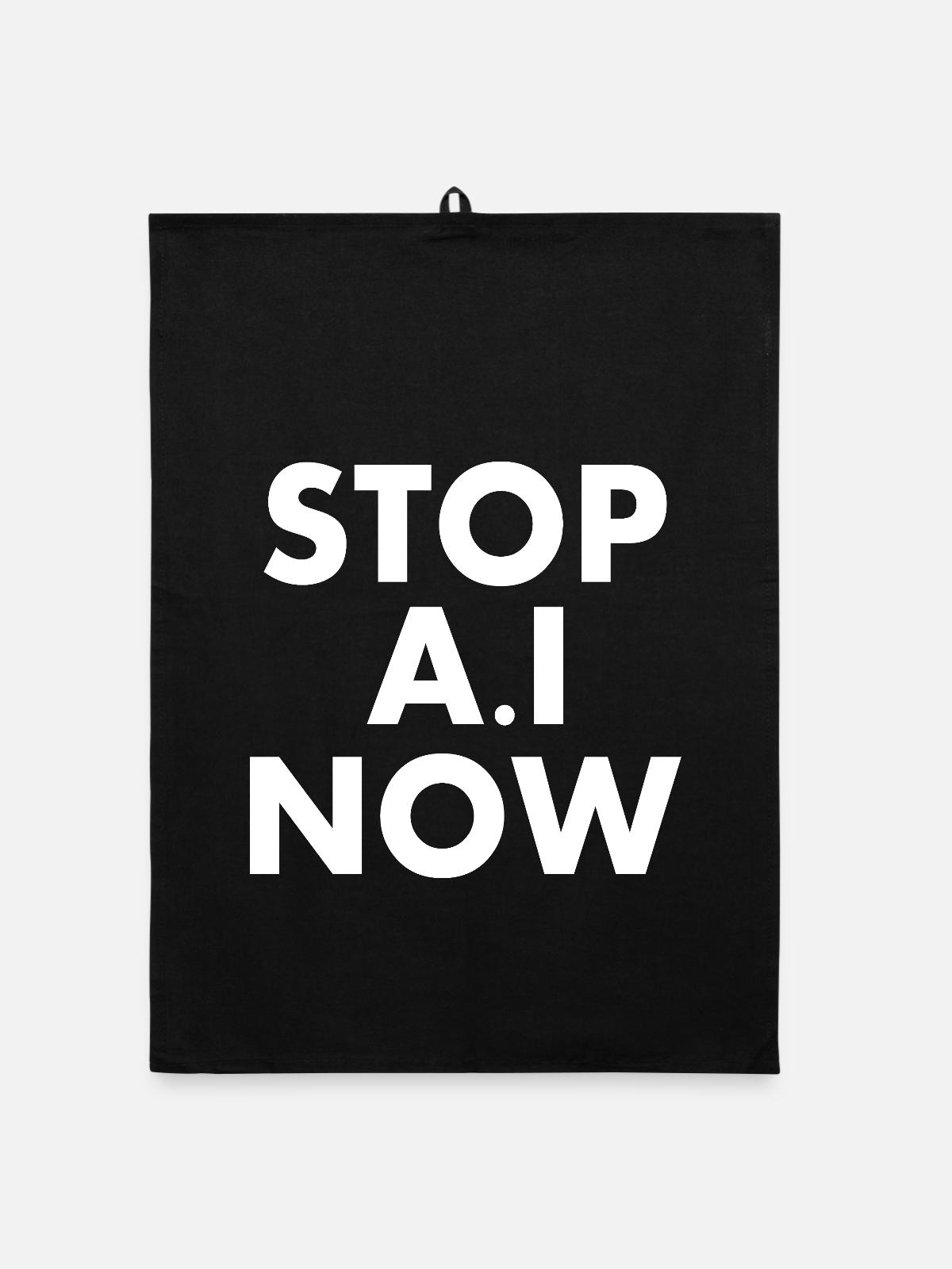Stop ai - Organic Geschirrtuch - Schwarz - Vorne