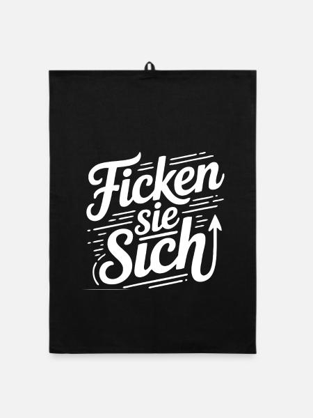 Fick dich Ficken sie sich Sprüche Mann Frau Fuck - Organic Geschirrtuch - Schwarz - Vorne