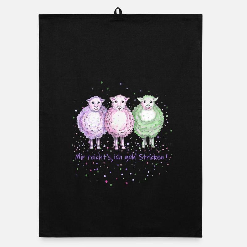 3 sheep " I'm enough knitting ! " Organic dish towel