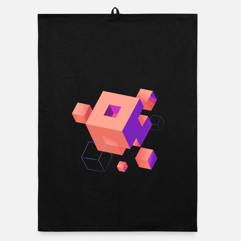 Cube Escher Space Nerd 3D AI Geek Cool PC Techie - Torchon bio - noir