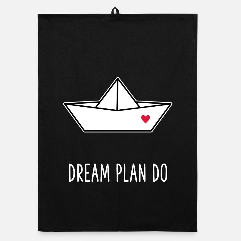 Dream Plan Do - Paper Boat Boat Heart Organic dish towel