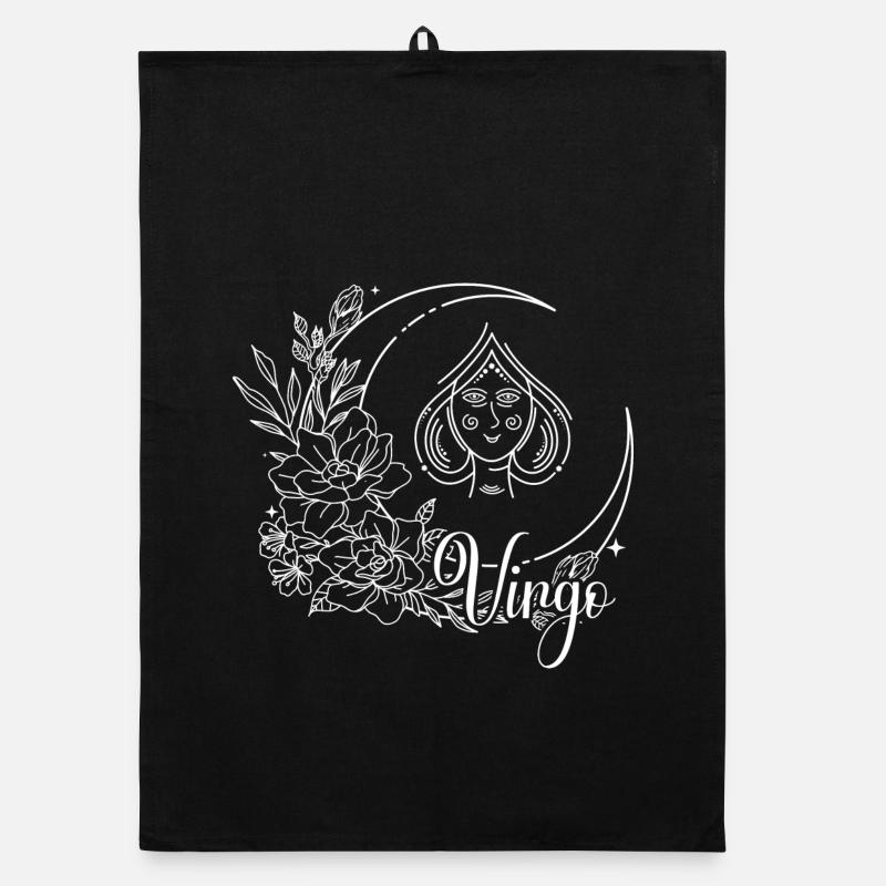 Moonlit Bloom Celestial Line Art Organic dish towel