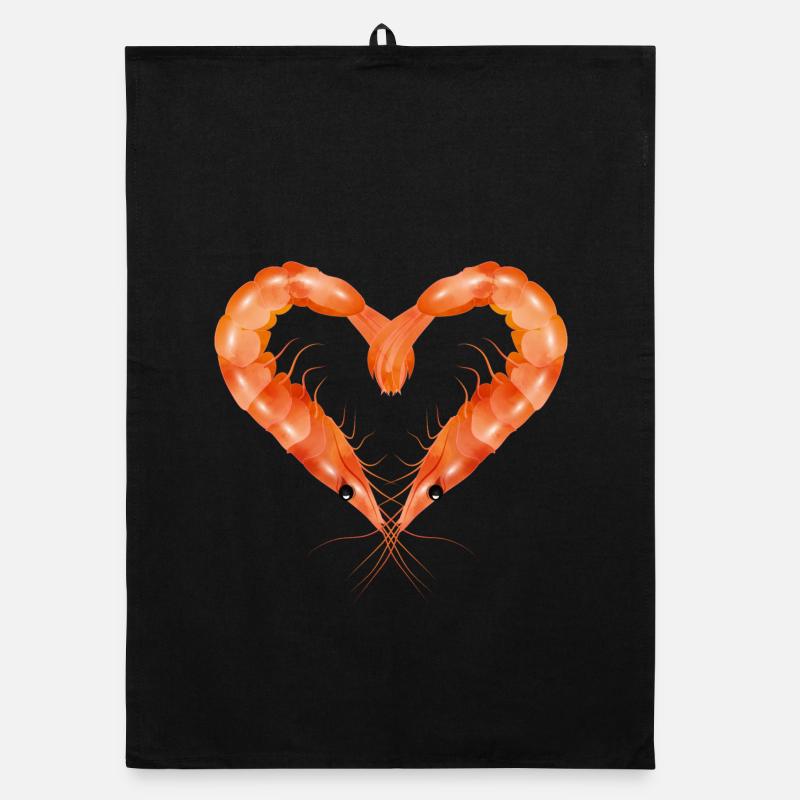 zwei Garnelen oder Shrimps in Herz Form gestaltet Organic Geschirrtuch