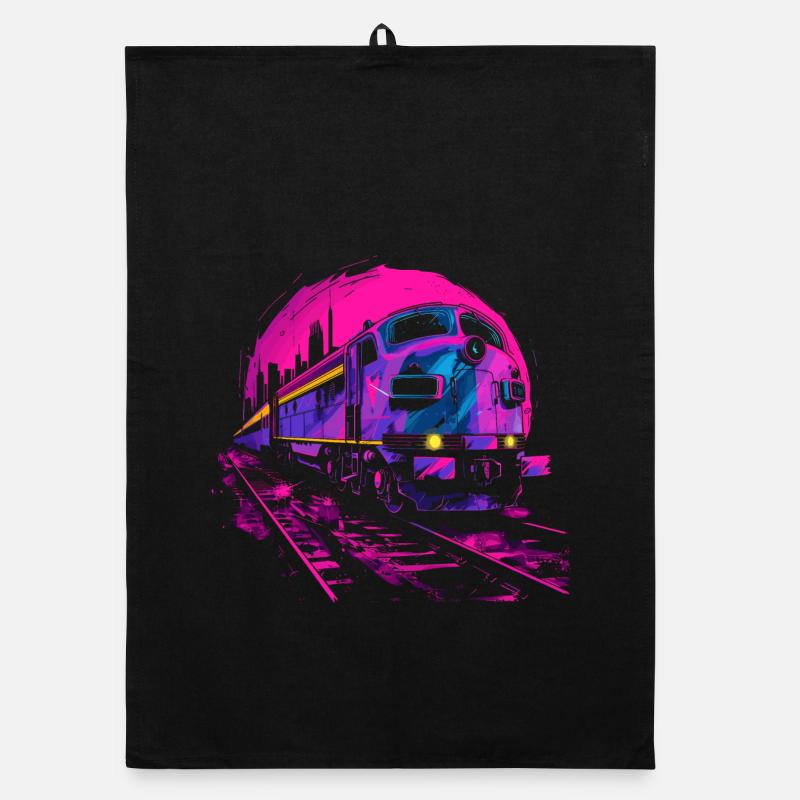 Retrowave Railway Organic dish towel
