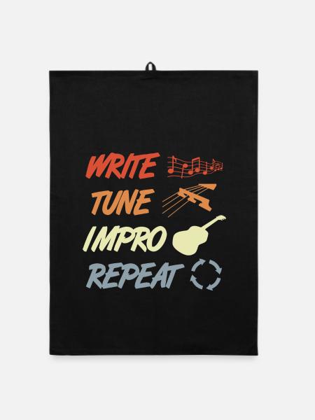 Routine de guitariste drôle - Torchon bio - noir - Devant