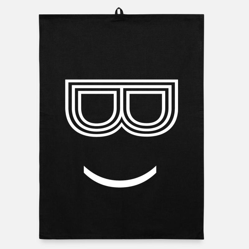cool face drawing - Organic dish towel - black