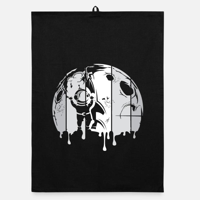 lune astronaute fusée spatiale graffiti logo rétro Torchon bio