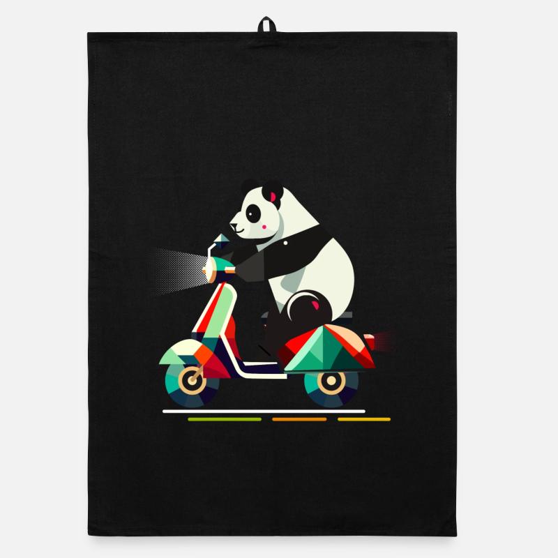 Panda plus mignon sur un scooter coloré Torchon bio