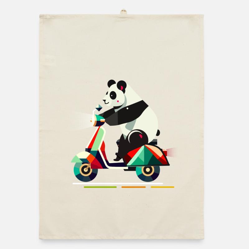 niedlichere Panda auf einem farbenfrohen Roller Organic Geschirrtuch