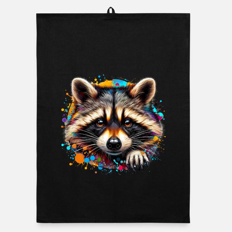 Waschbär - Organic Geschirrtuch - Schwarz