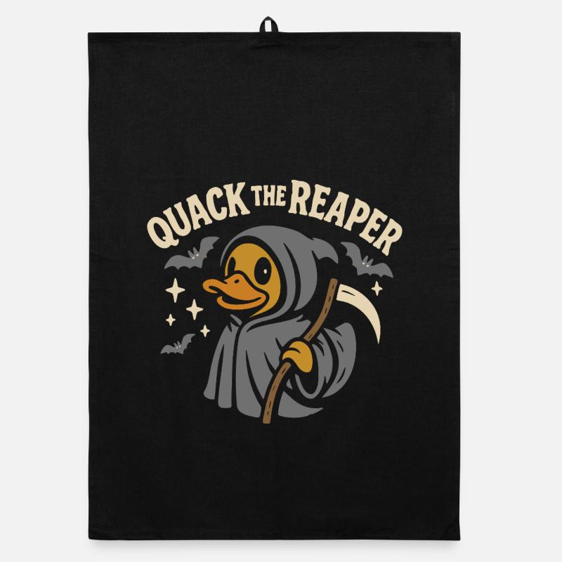 Sensenmann-Badeente mit lustigem Spruch Motiv - Organic Geschirrtuch - Schwarz