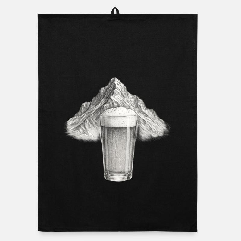 Bergblick mit Bierglas Organic Geschirrtuch
