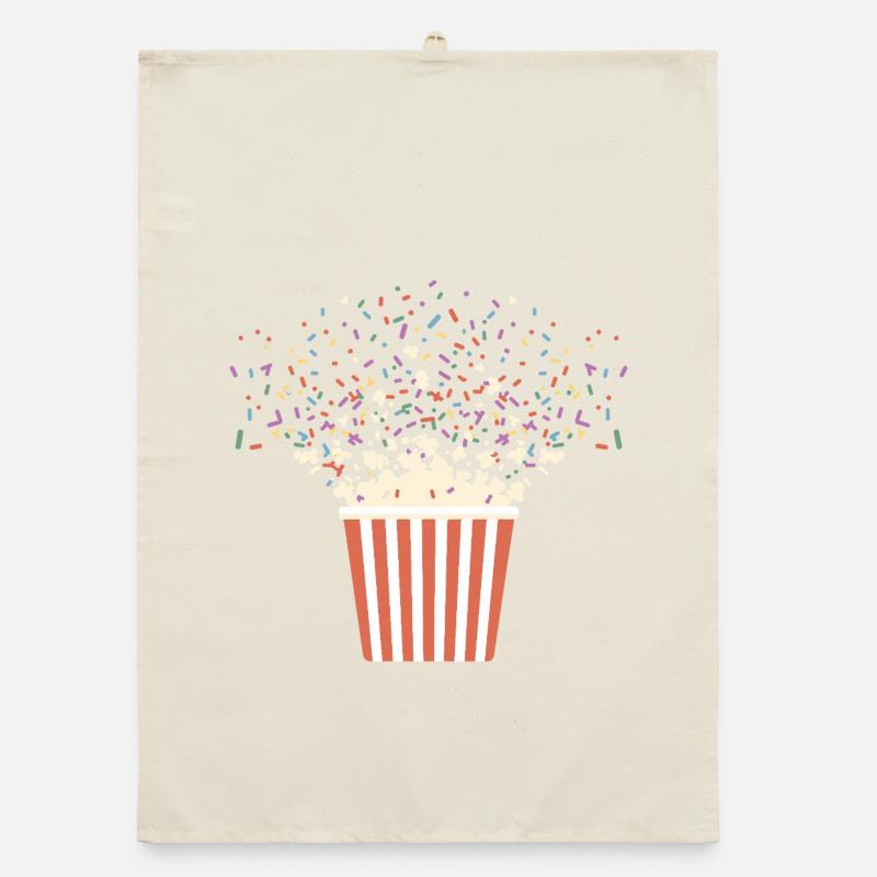 Explosion de pop-corn coloré avec des pépites pour Torchon bio