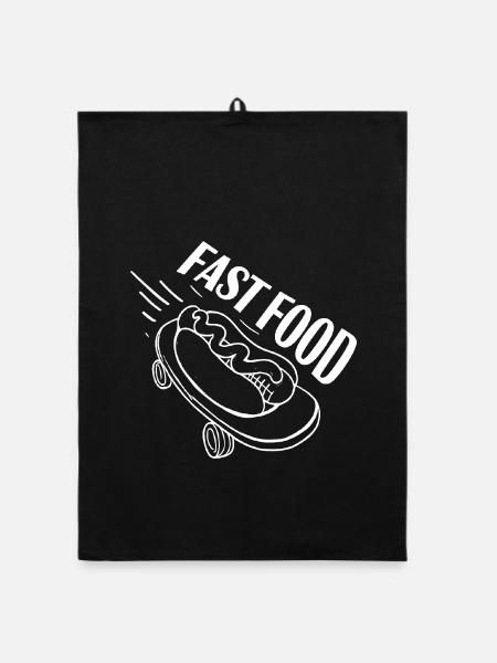 Schneller Hotdog Skateboard Longboard - Organic Geschirrtuch - Schwarz - Vorne
