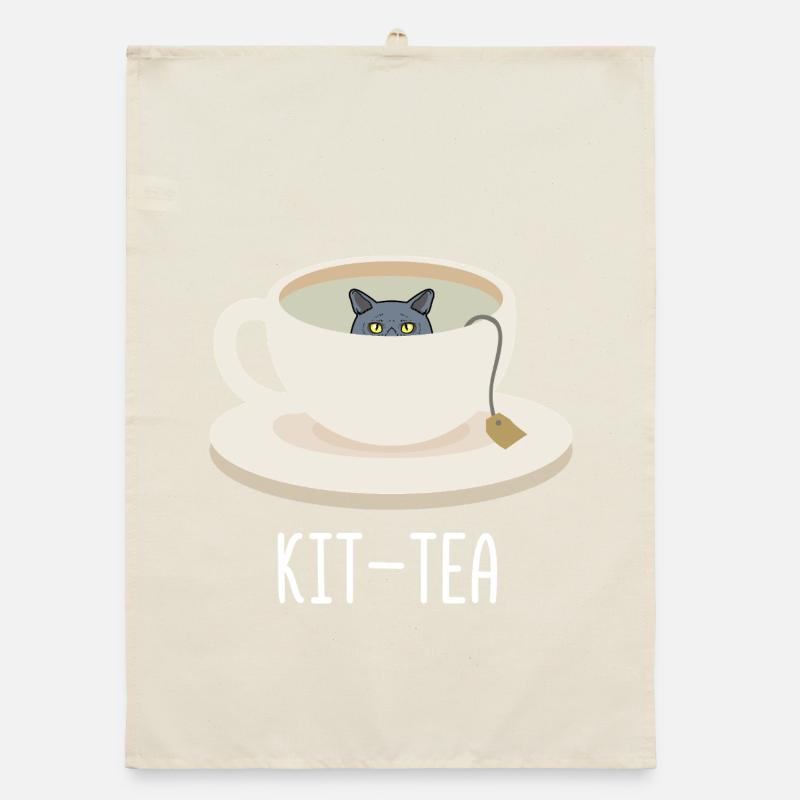 Funny Kit-Tea Cat Funny British Shorthaired Cat Organic dish towel