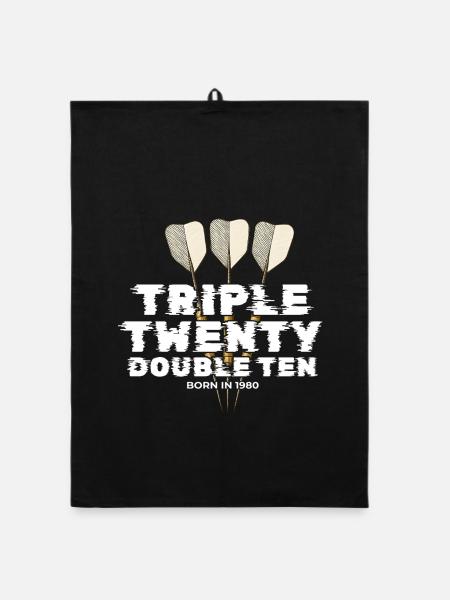 Vintage 1980's Darts Checkout - Organic dish towel - black - Front