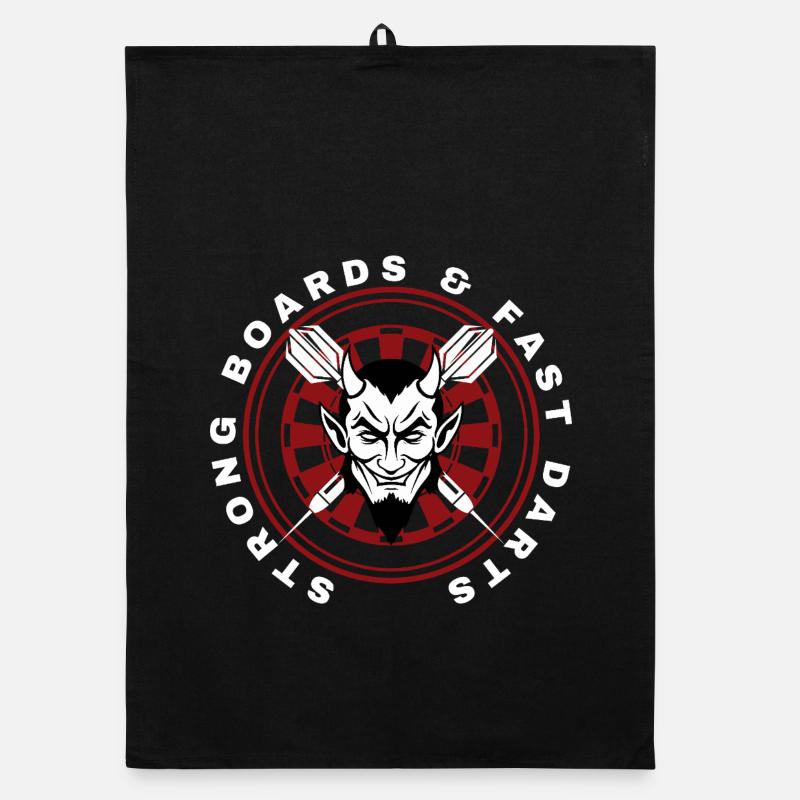 FLÉCHETTES, JEU DE FLÉCHETTES ET DIABLE Torchon bio