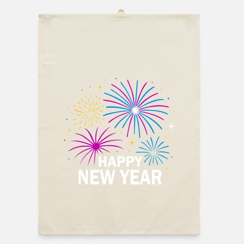 Feux d’artifice Conception du Nouvel An – Bonne année Torchon bio