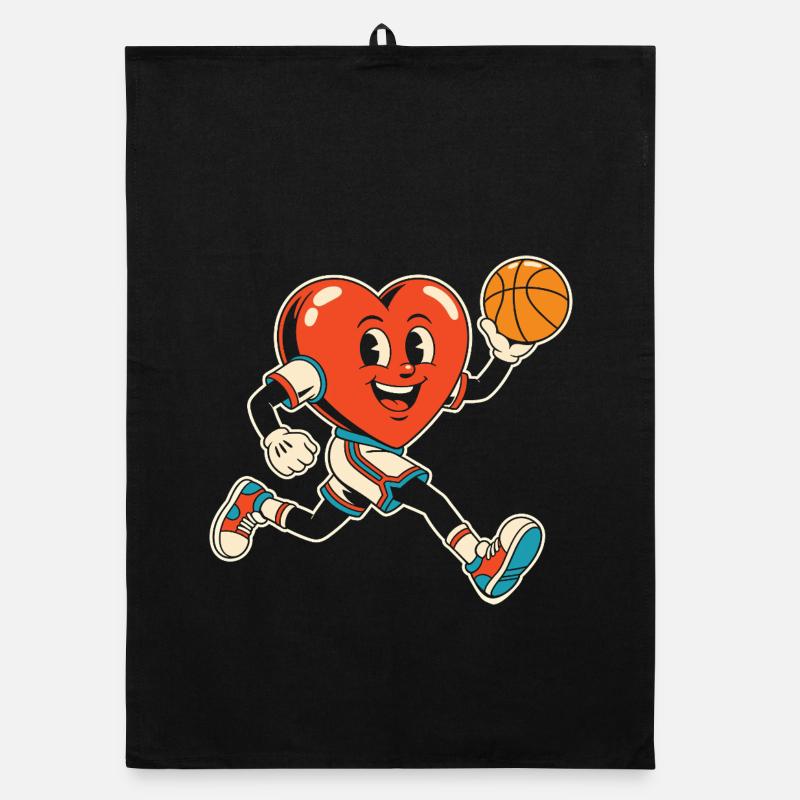 Sprint de mascotte cœur de basket-ball Torchon bio