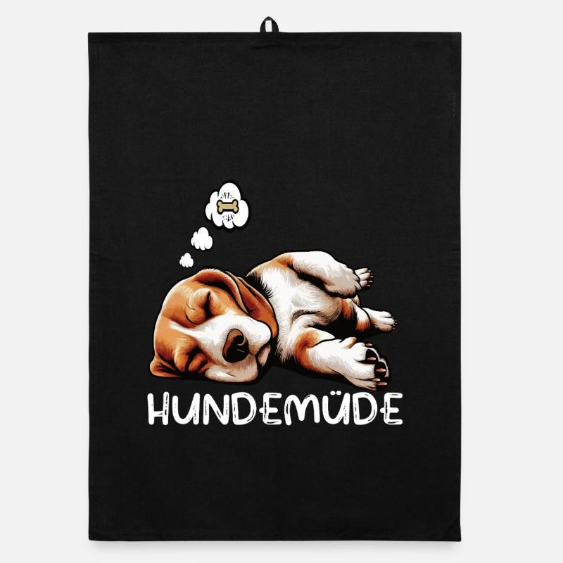 Hundemüde Beagle Beaglebesitzer Beaglehalter Organic Geschirrtuch