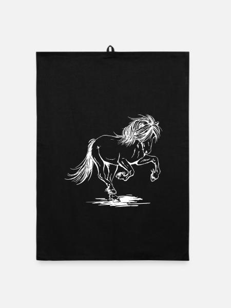 Gallopierender_Isi_weiss - Organic Geschirrtuch - Schwarz