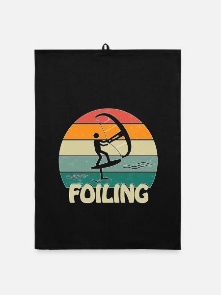 Foiling Retro Sunset - Organic Geschirrtuch - Schwarz - Vorne