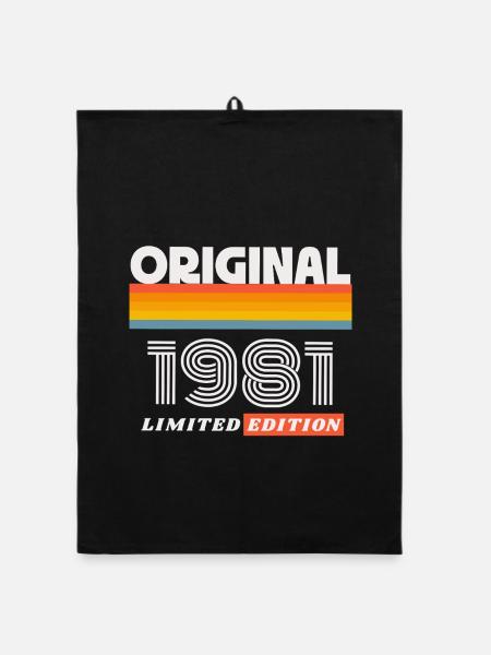 1981 Original Geburtstag Retro Vintage 80er Spruch - Organic Geschirrtuch - Schwarz
