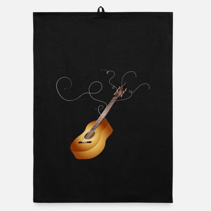 beautiful 3D acoustic guitar with loose guitar strings Organic dish towel