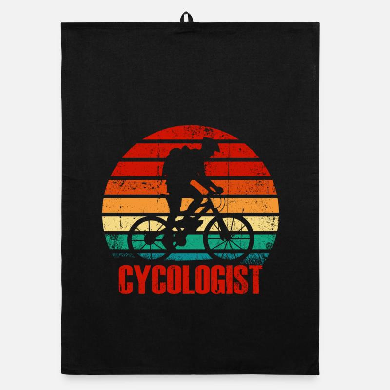 Retro Cyclist Sunset Organic Geschirrtuch
