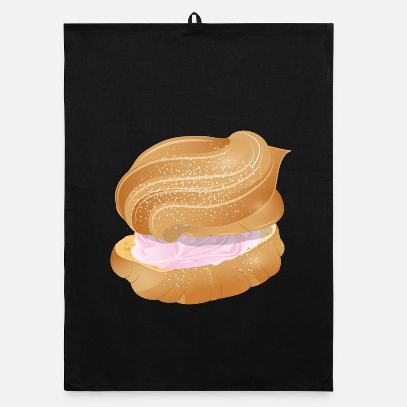 mit rosa Sahne gefüllter Windbeutel Illustration Organic Geschirrtuch