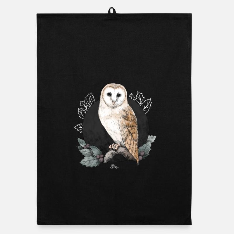 Barn owl before new moon Organic dish towel