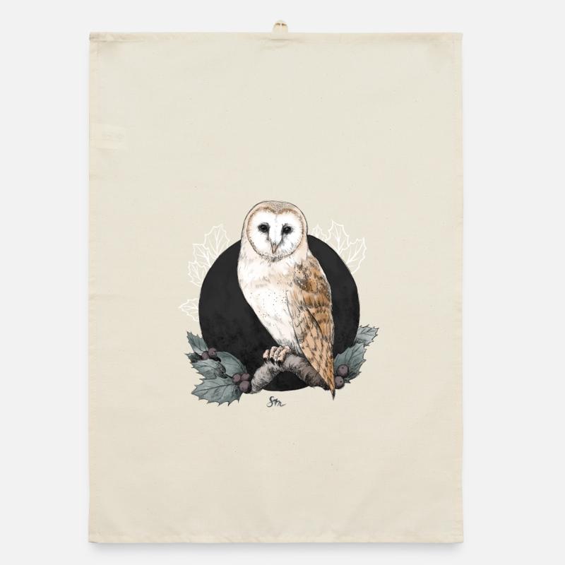Barn owl before new moon Organic dish towel