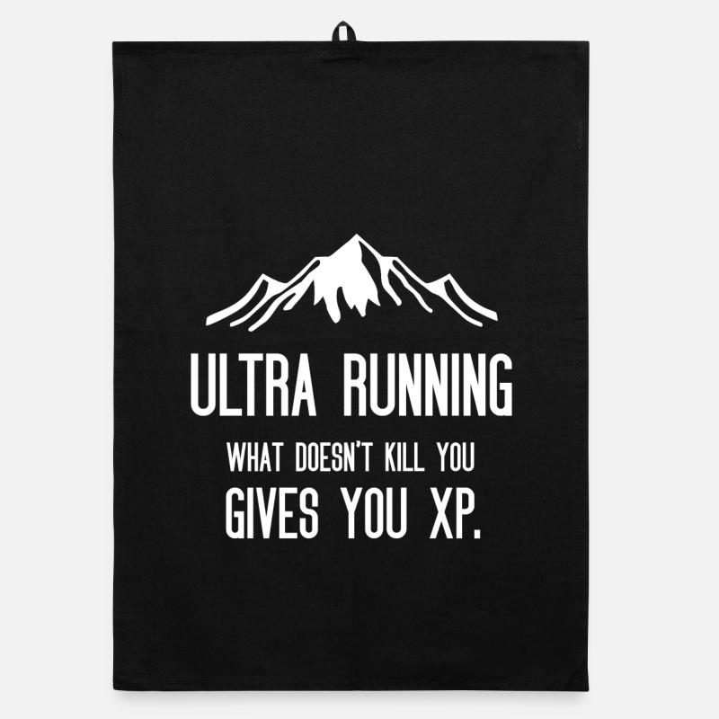 Ultra Running - Was dich nicht umbringt, gibt dir XP - Organic Geschirrtuch - Schwarz