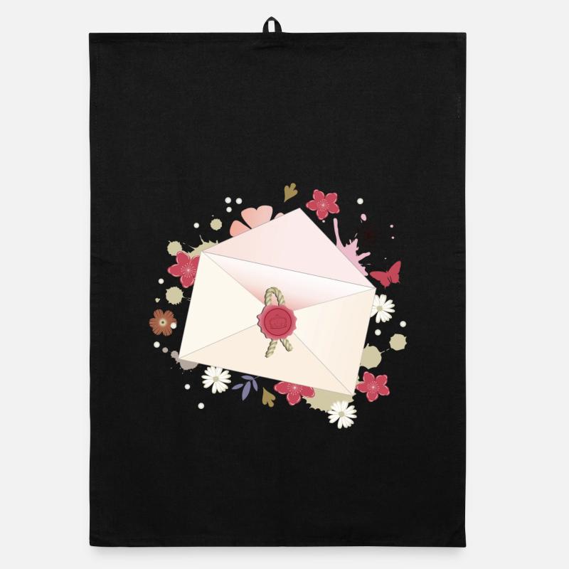 enveloppe florale avec fleurs et sceau Torchon bio