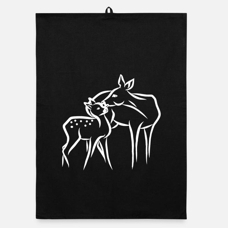 Roe deer with fawn Organic dish towel