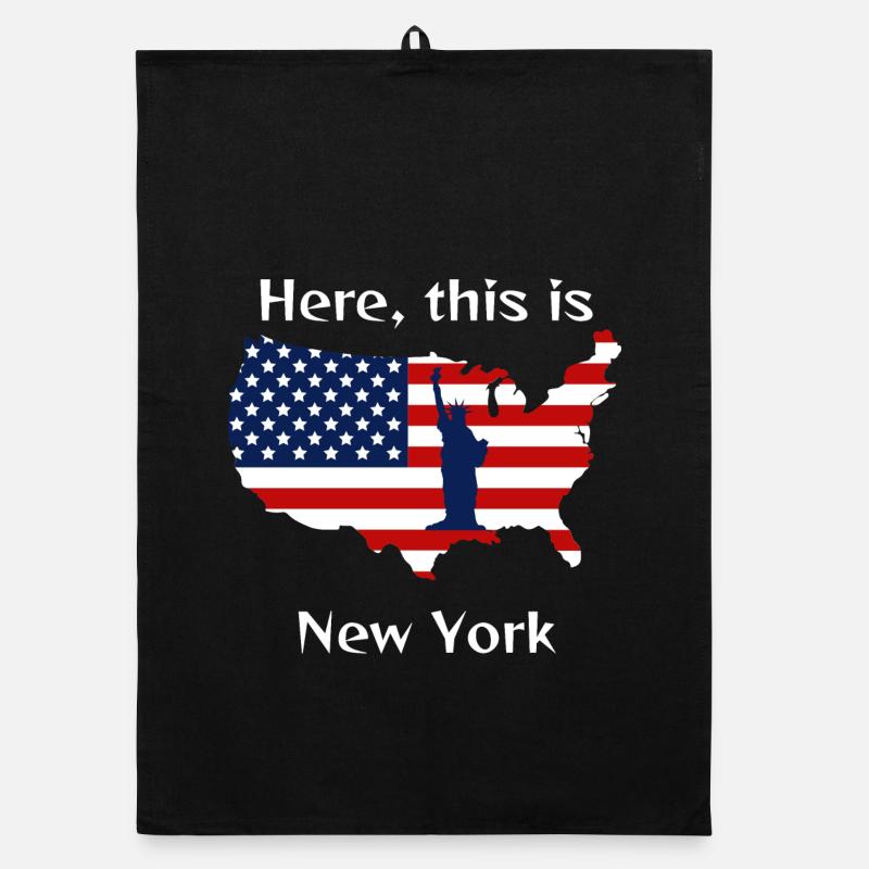 Drapeau USA et Statue de la Liberté Torchon bio
