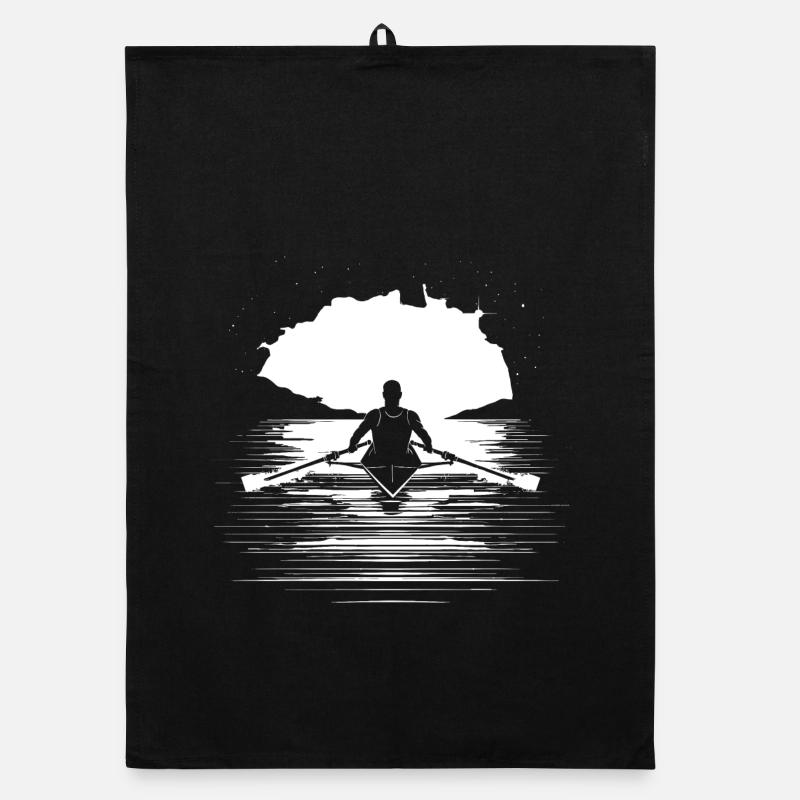 Rower Drawing Organic dish towel