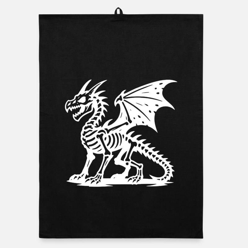 Mythical Dragon Skeleton Illustration Organic dish towel