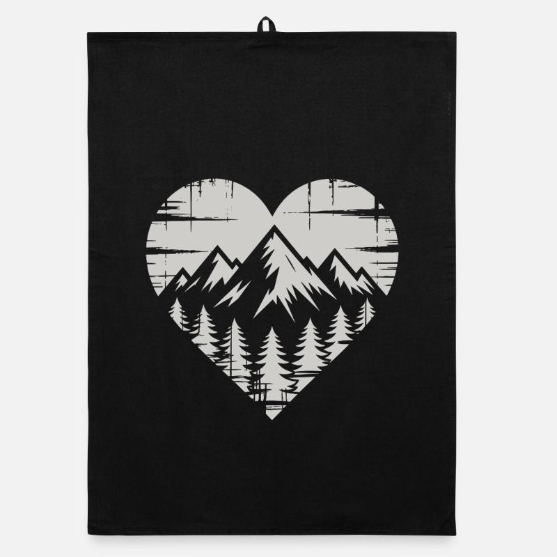Bergkulisse Herz Design Organic Geschirrtuch