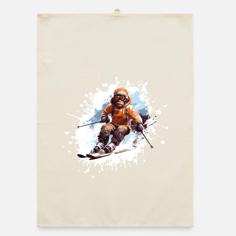 Monkey Ski Skiing Torchon bio