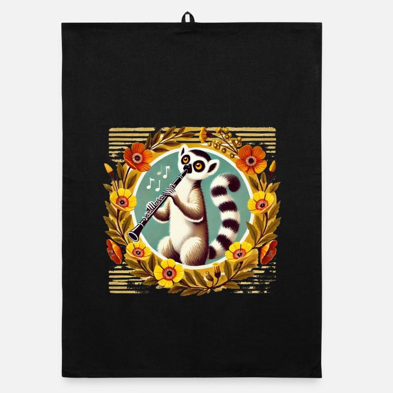 Lemur Clarinet Serenade Organic dish towel