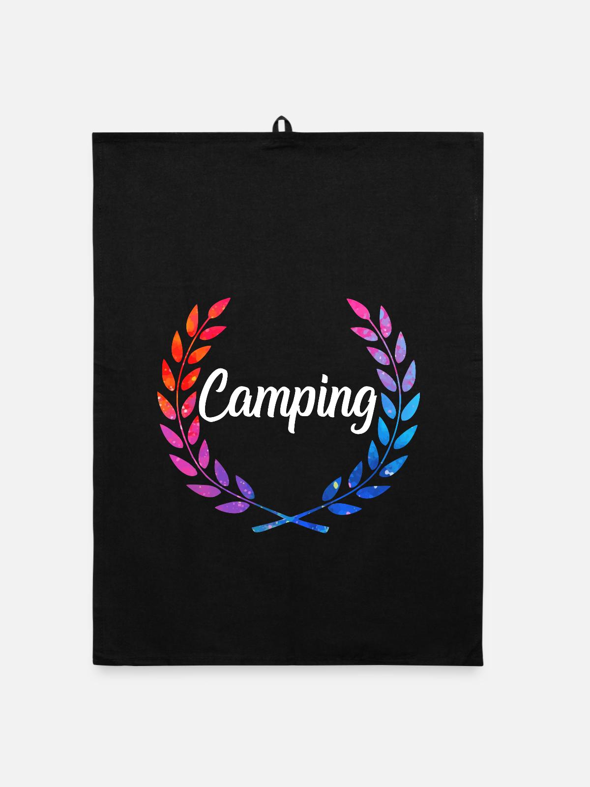 Camping Farblaurel Script - Organic Geschirrtuch - Schwarz - Vorne