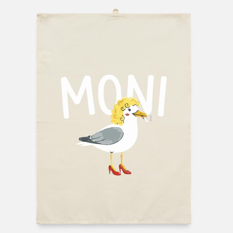 funny seagulls design Moni, Moin Persiflage Organic dish towel